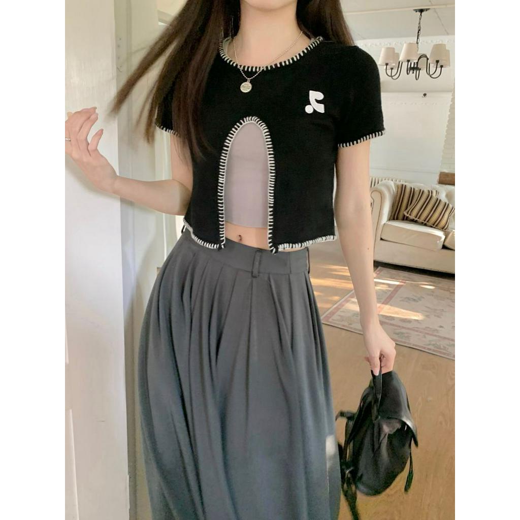 Áo Thun Dệt Kim Ngắn Tay Thời Trang Dạo Phố Cá Tính 61378