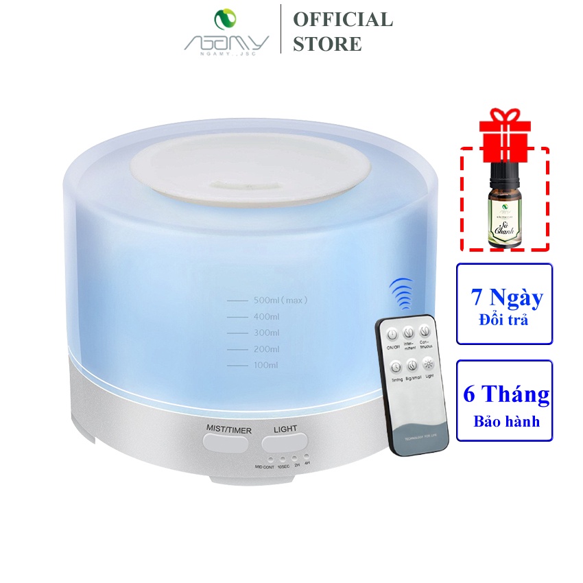 Máy Xông Tinh Dầu Khuếch Tán Phun Sương Hình Trụ Trong Nga My Dung Tích 500ml Bù Ẩm Phòng Điều Hòa Phòng Ngủ