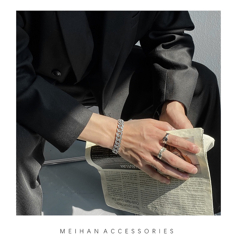 Vòng đeo tay 19a1448 đính đá toàn bộ phù hợp với phong cách thời trang hip hop cho nam và nữ