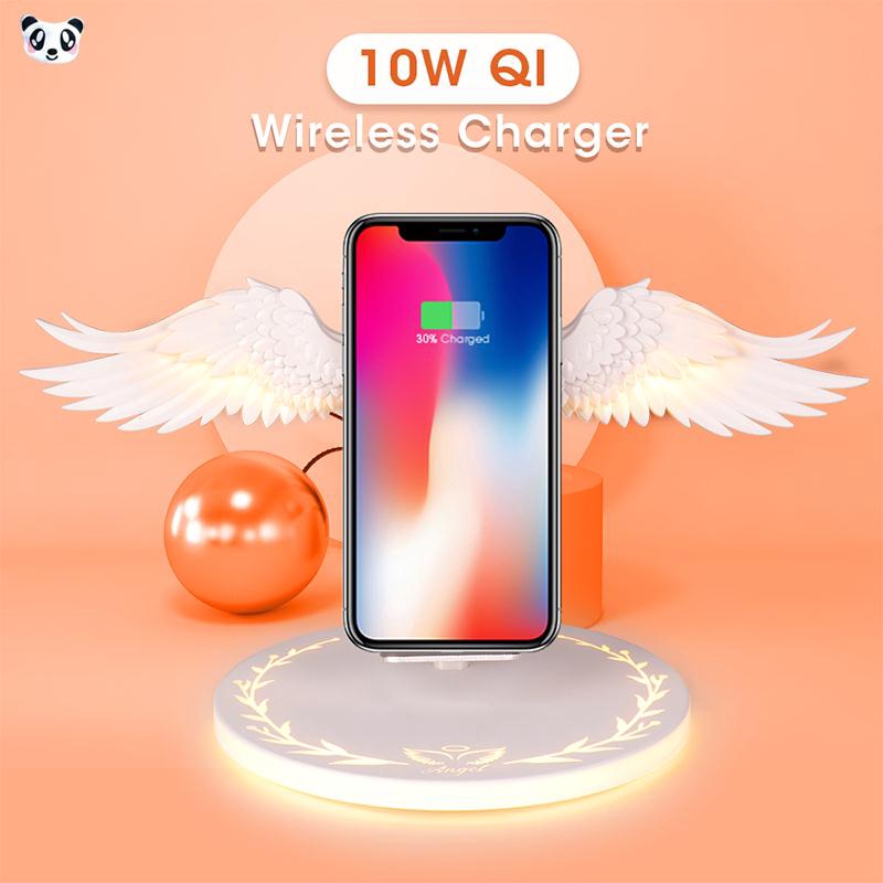 ins Đôi cánh thiên thần Đế sạc điện thoại không dây trên xe hơi cho iPhone / Samsung