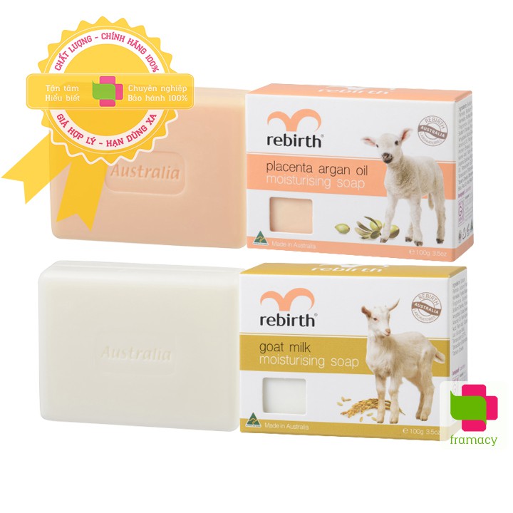 Xà bông Rebirth Placenta (nhau thai cừu)/Goat Soap (sữa dê), Úc (100g)