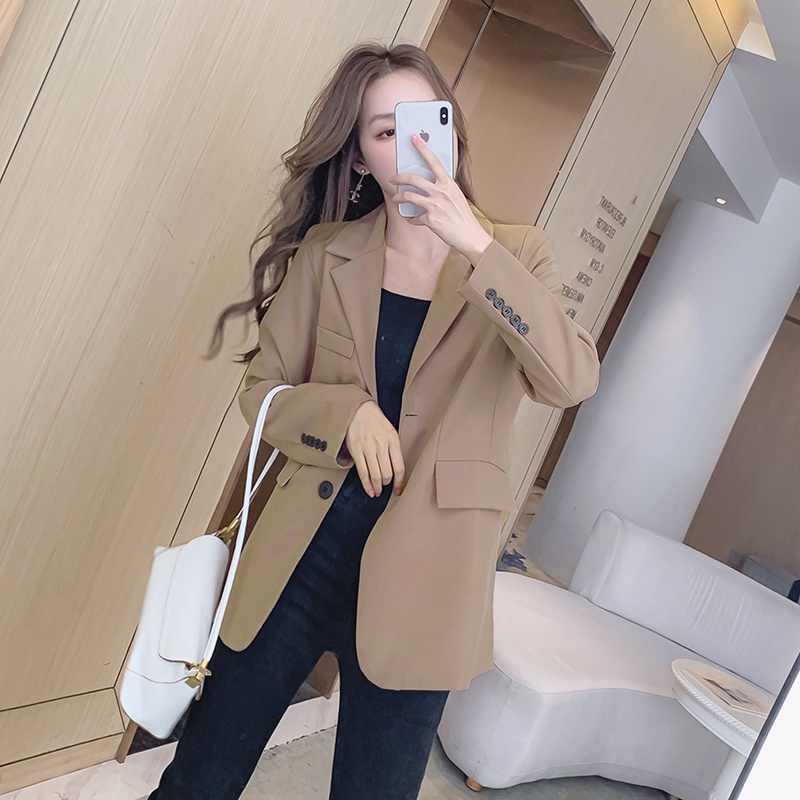 Áo khoác blazer tay dài đơn giản thanh lịch cho nữ