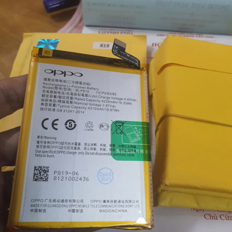 Pin oppo RENO 5 4G RENO 5 LITE 5Z RENO 6 4G RENO 6Z 5G BLP819 4220mAh bao test đổi trả