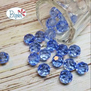 10 viên pha lê Tiệp tròn 8mm xanh biển nhạt
