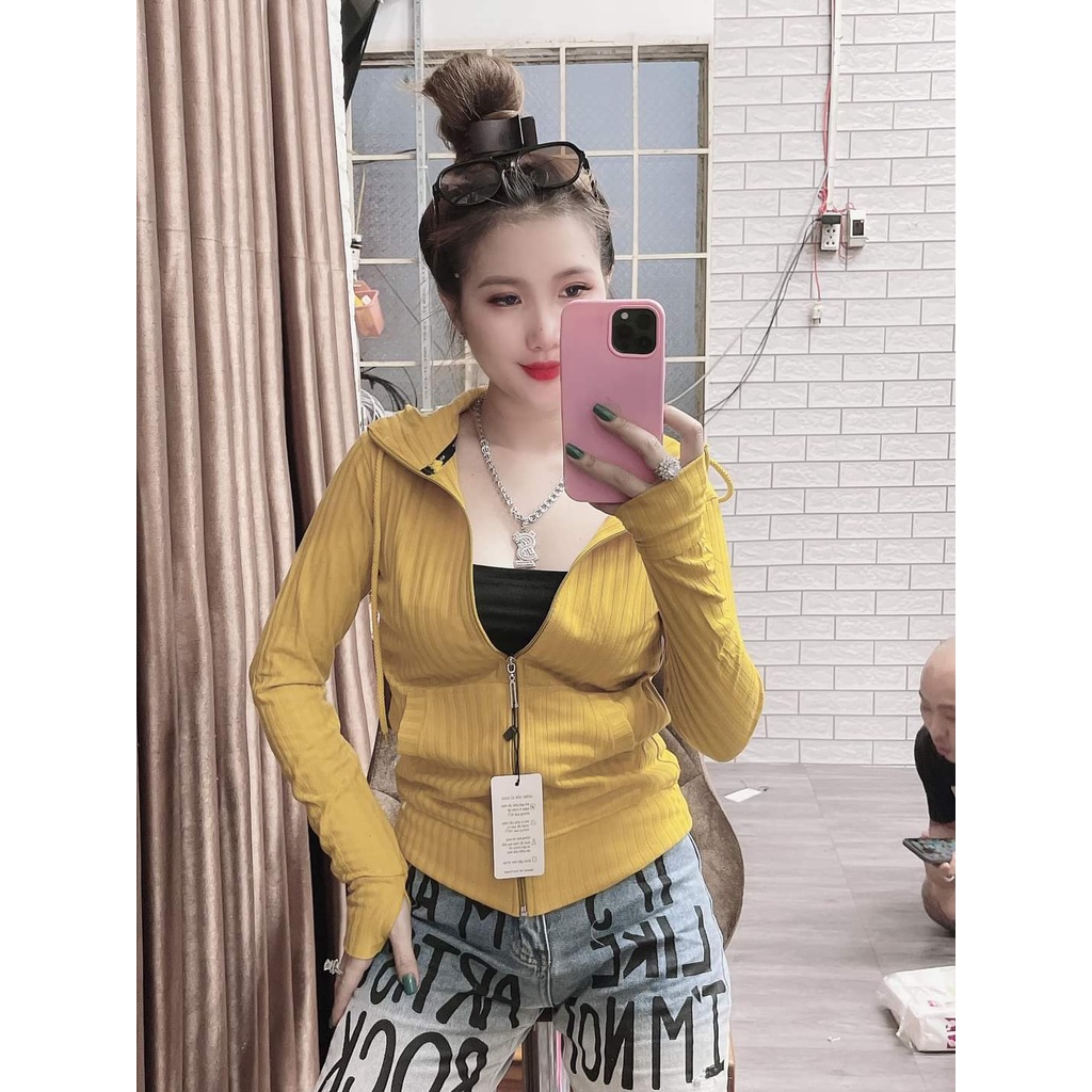 [Size Lớn 53-63kg] Có 6 Túi. Áo Khoác Thun Gân Nữ. Áo Khoác Nữ 6 Túi Cao Cấp Loại Trơn [Thun Gân To]