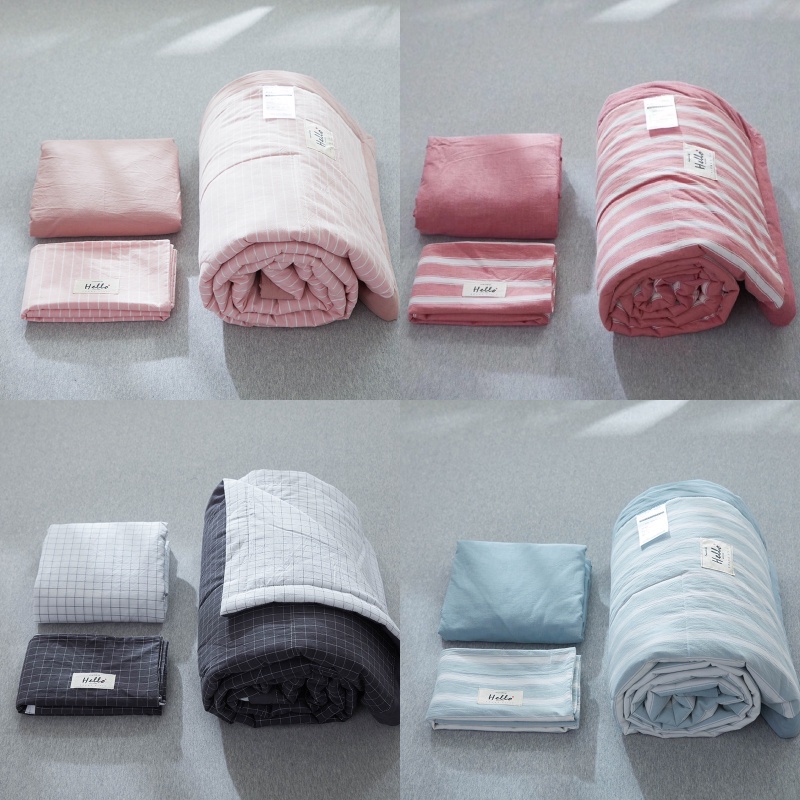 Bộ Chăn Ga Gối Cotton Đũi Nhật Chăn Trần Minamo D10 Cao Cấp, Siêu Mềm Mại, Không Kích Ứng Da