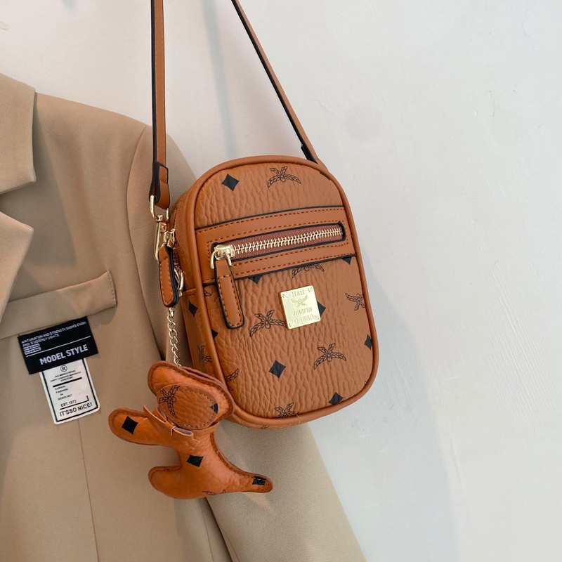 Túi IELGY đeo chéo dáng vuông nhỏ in họa tiết thời trang Hàn Quốc