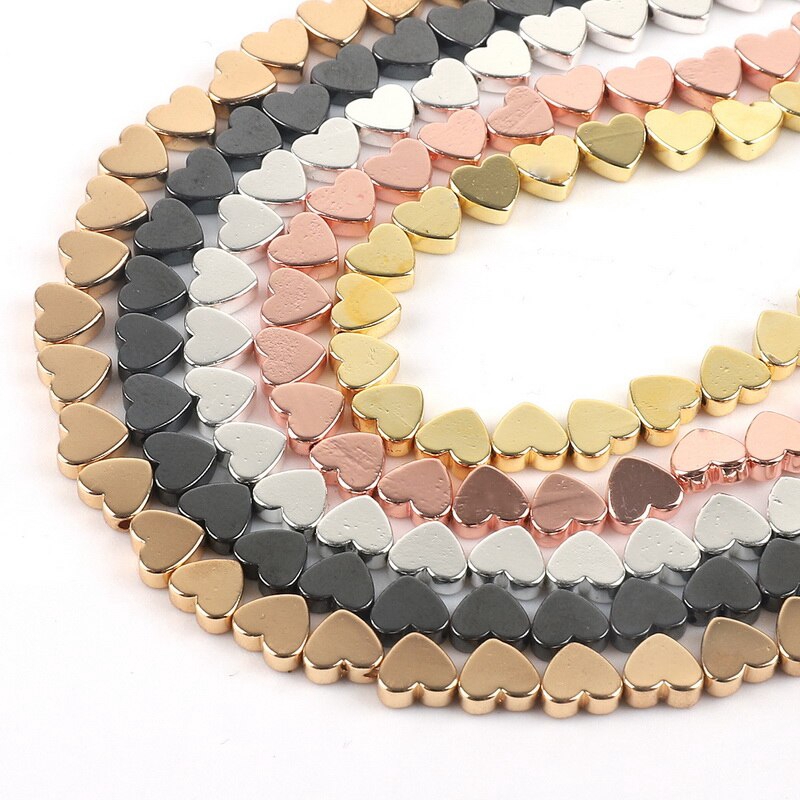 Chuỗi hạt đá hematite hình trái tim lỗ xỏ lớn dành cho làm trang sức thủ công