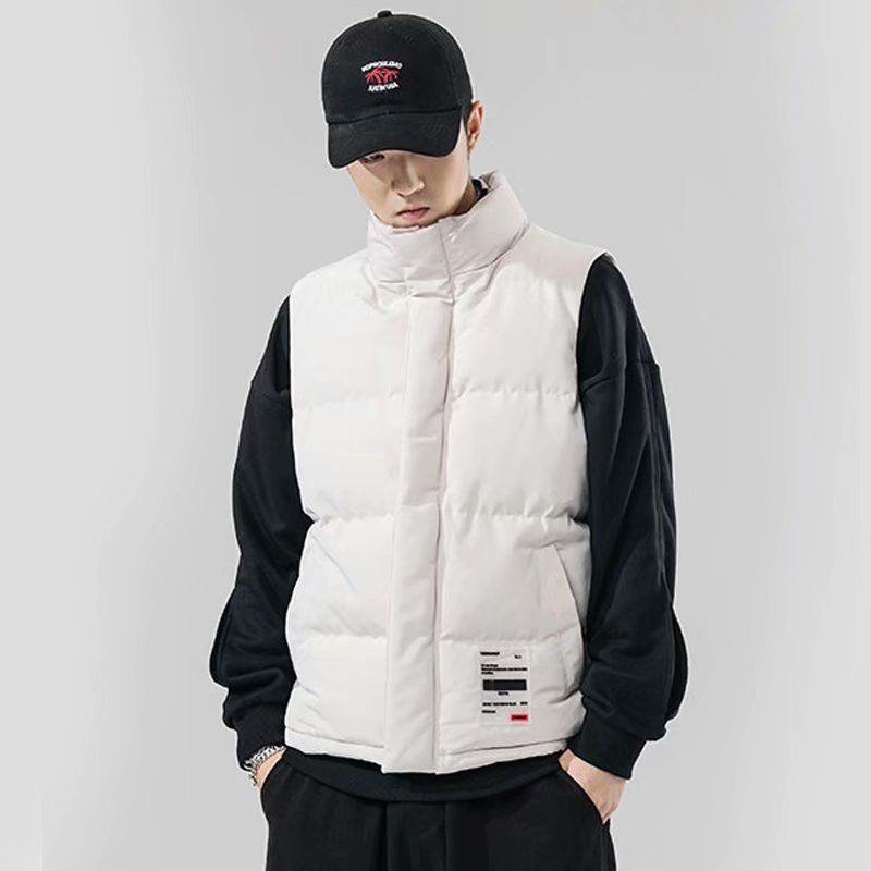 Áo Khoác Không Tay Cổ Đứng Chất Liệu Cotton Dày Dặn Thời Trang Thu Đông Cho Nam