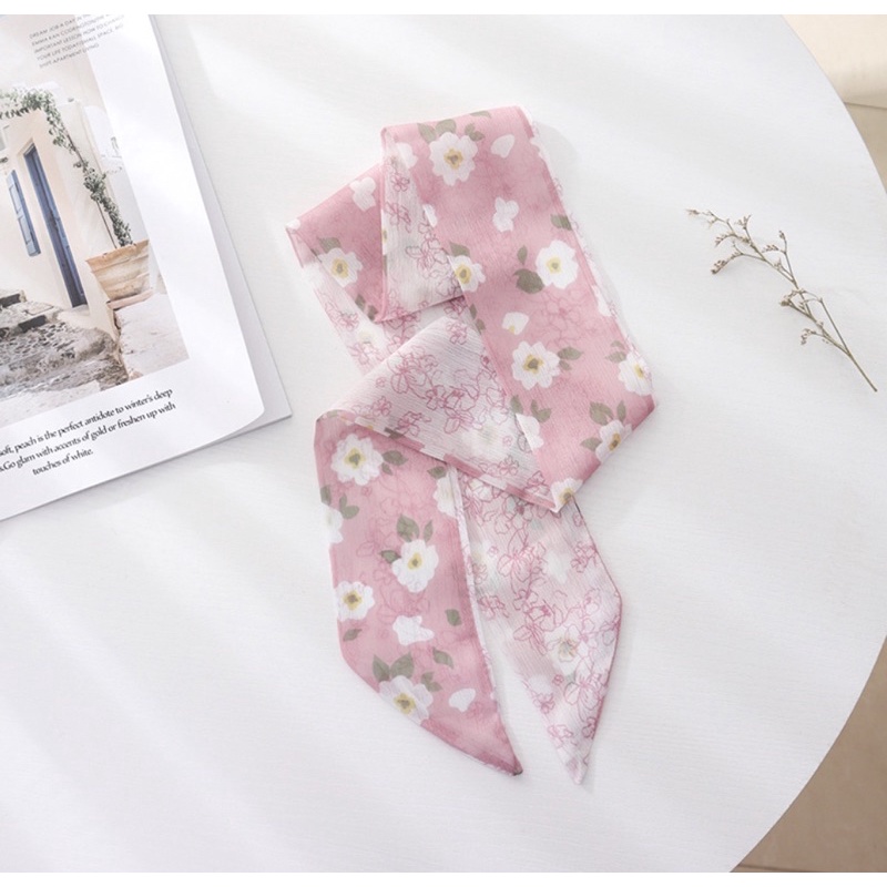 Khăn lụa quấn túi Turban cột tóc CONMEODENTAILOR Hoa nhí