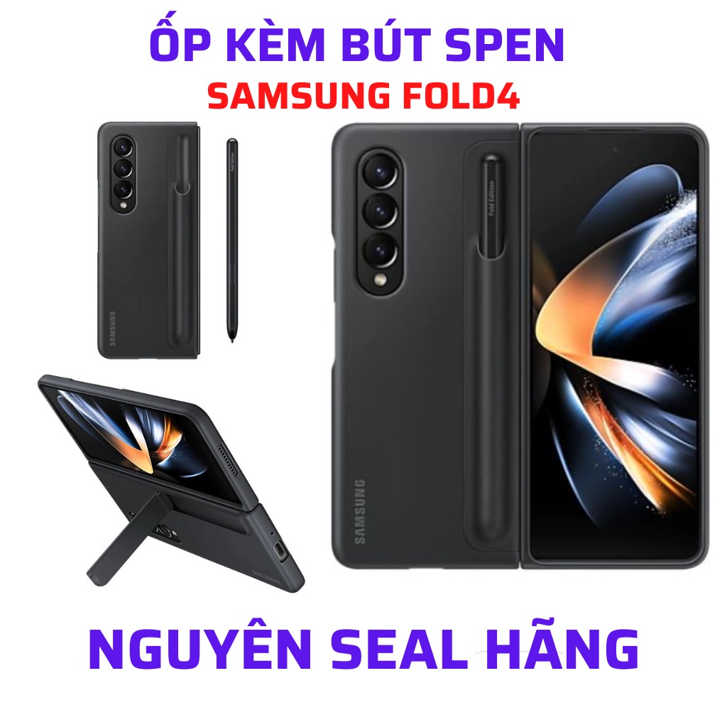 Ốp kèm bút SPen Samsung Galaxy Z Fold 4, Standing Cover with Pen, chân đế dựng, khe cài bút s pen, hàng chính hãng