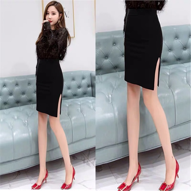 Chân váy bút chì sẻ bên hông dáng chớm gối