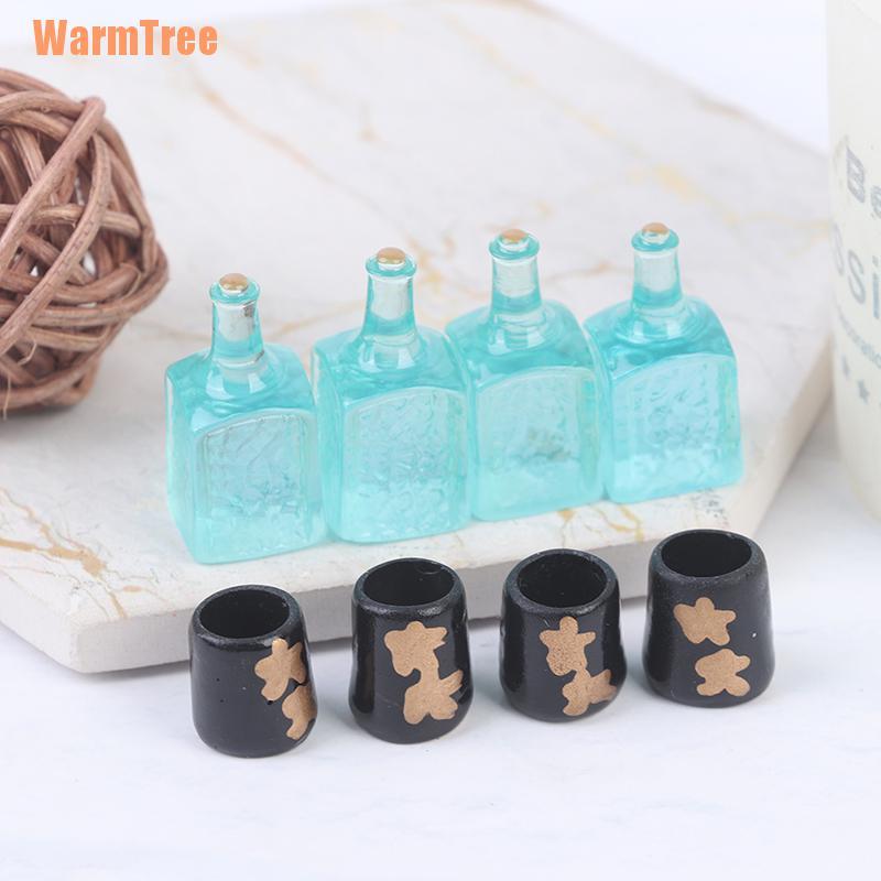 Set 4 Mô Hình Ly Rượu Nhật Bản Thu Nhỏ 1 / 12 Trang Trí Nhà Búp Bê