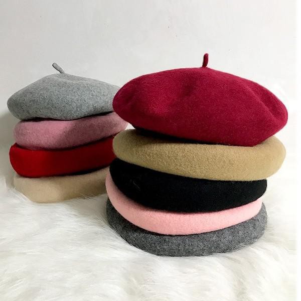 Mũ Nồi Dạ Quảng Châu Cao Cấp Hàng Dày Có Túi Zip Jussy Fashion Mũ Beret Trơn Chất Len Dạ Có Dây Rút Phong Cách Vinatge