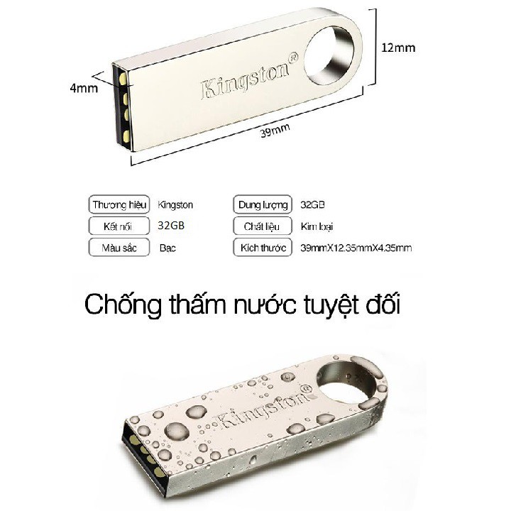 USB 3.0 Kingston 32GB DataTraveler SE9 – Vỏ thép nguyên khối – Chịu va đập – Kháng nước – CHÍNH HÃNG – Bảo hành 5 năm