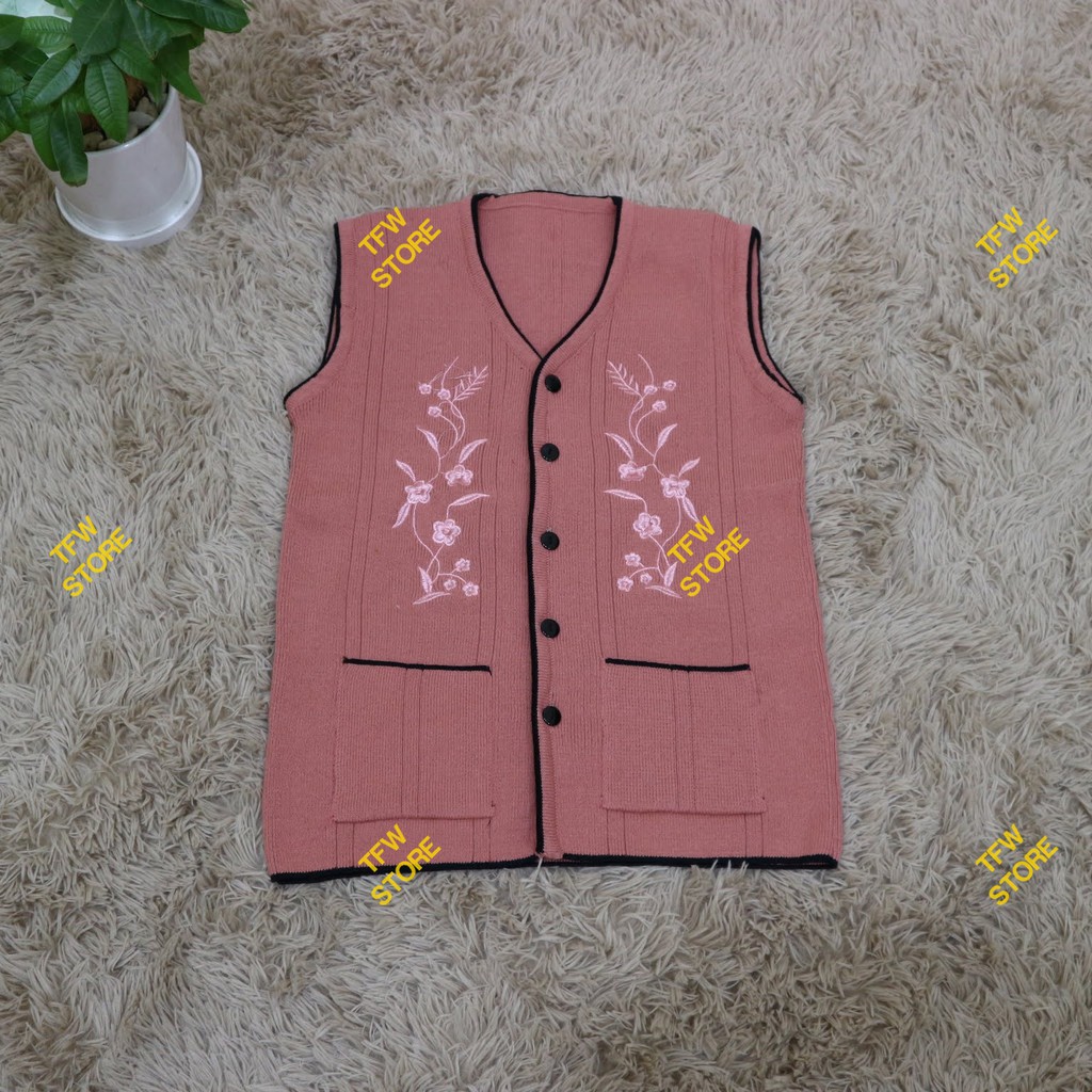 Áo len gile cổ tim thêu hoa mai cho bà, cho mẹ, người thân - Hàng VN | BigBuy360 - bigbuy360.vn