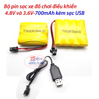 Pin sạc Ni-Cd 4.8v và 3.6v dung lượng 700mah dùng cho xe điều khiển cổng nối SM có bán kèm cáp sạc chân USB