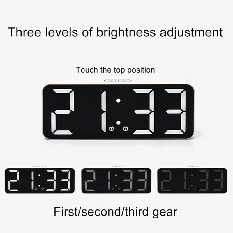 Đồng Hồ Báo Thức Điện Tử Màn Hình LED Hiển Thị Nhiệt Độ 12 / 24H
