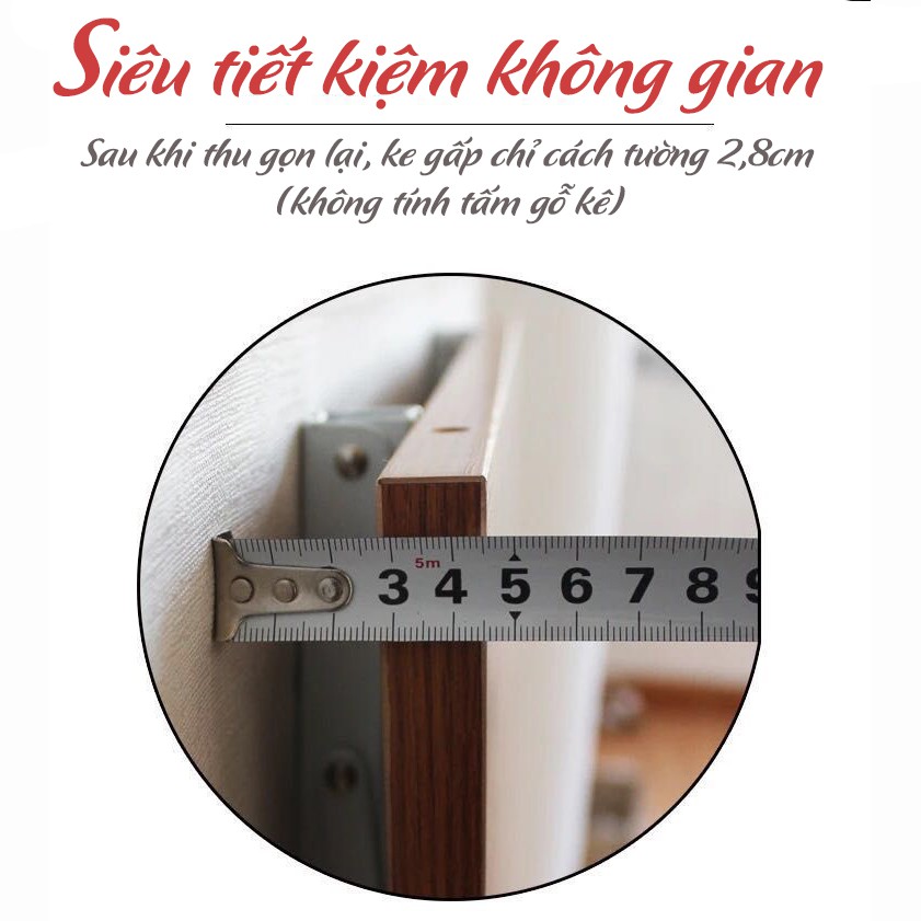 Bộ 2 giá đỡ Ke bàn gấp treo tường thông minh Inox Minh House