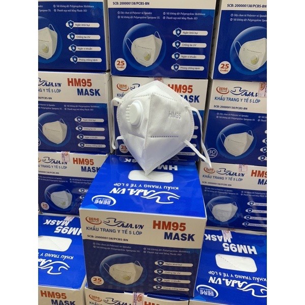 [HỎA TỐC] Khẩu Trang N95 HM95 Mask 5 Lớp CÓ VAN Chống Bụi Mịn PM2.5 Ôm Sát Có kẹp Kim Loại Chắc Chắn Ở Sống Mũi