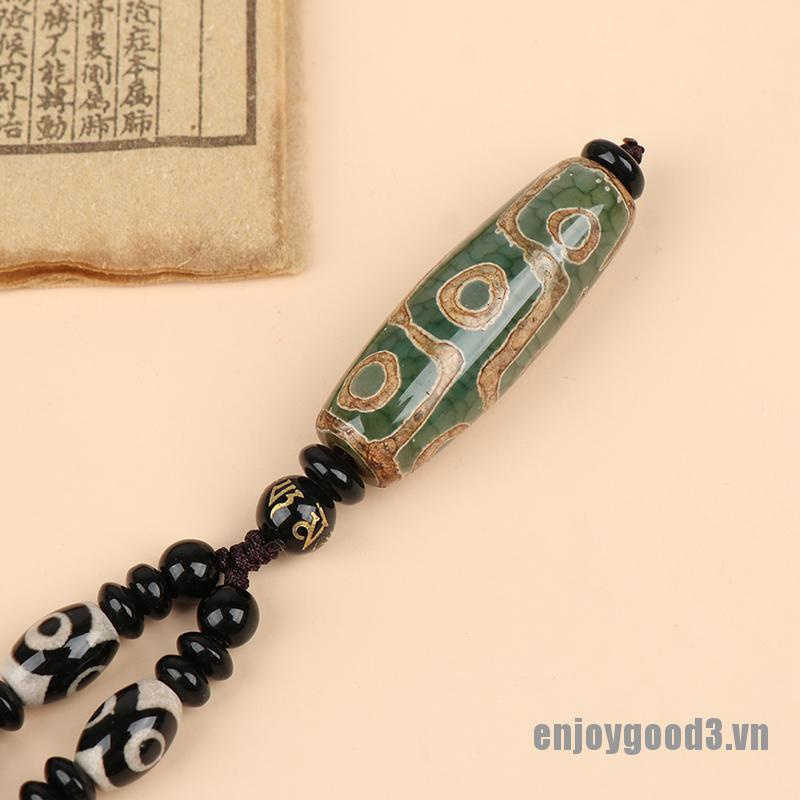 <enjoy3> Nine Eye Tibet Dzi Pendant Choker Nacklace Natural Tibet Bead Good Luck Gift