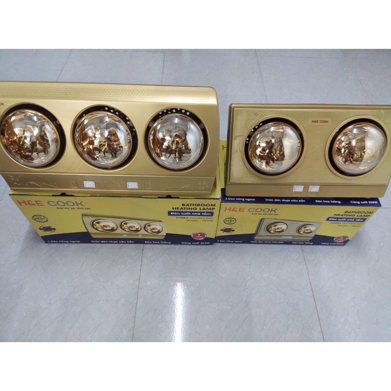 Máy Sưởi Nhà Tắm HE COOK - Đèn Sưởi Nhà Tắm BH 3 Năm Chống Chói, Chống Nước Công Nghệ Hàn Quốc 2 & 3 Bóng