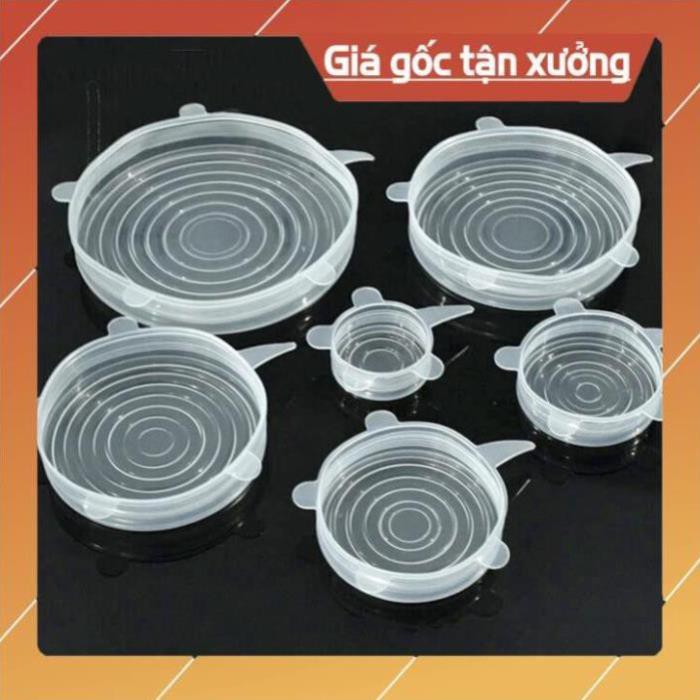 🍀An Toàn Sức Khoẻ🍀Combo Bộ 6 Nắp Đậy Silicon Bọc Chén Bát Bảo Quản Thức Ăn -MUCAR 95 SHOP