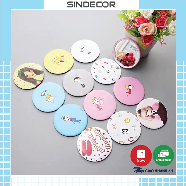 Gương trang điểm mini siêu cute - gương mini cầm tay bỏ túi Hàn Quốc tiện lợi Sindecor - SI02