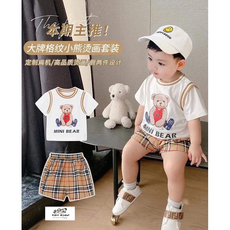 sét bộ gấu kèm mũ cho bé hàng qc