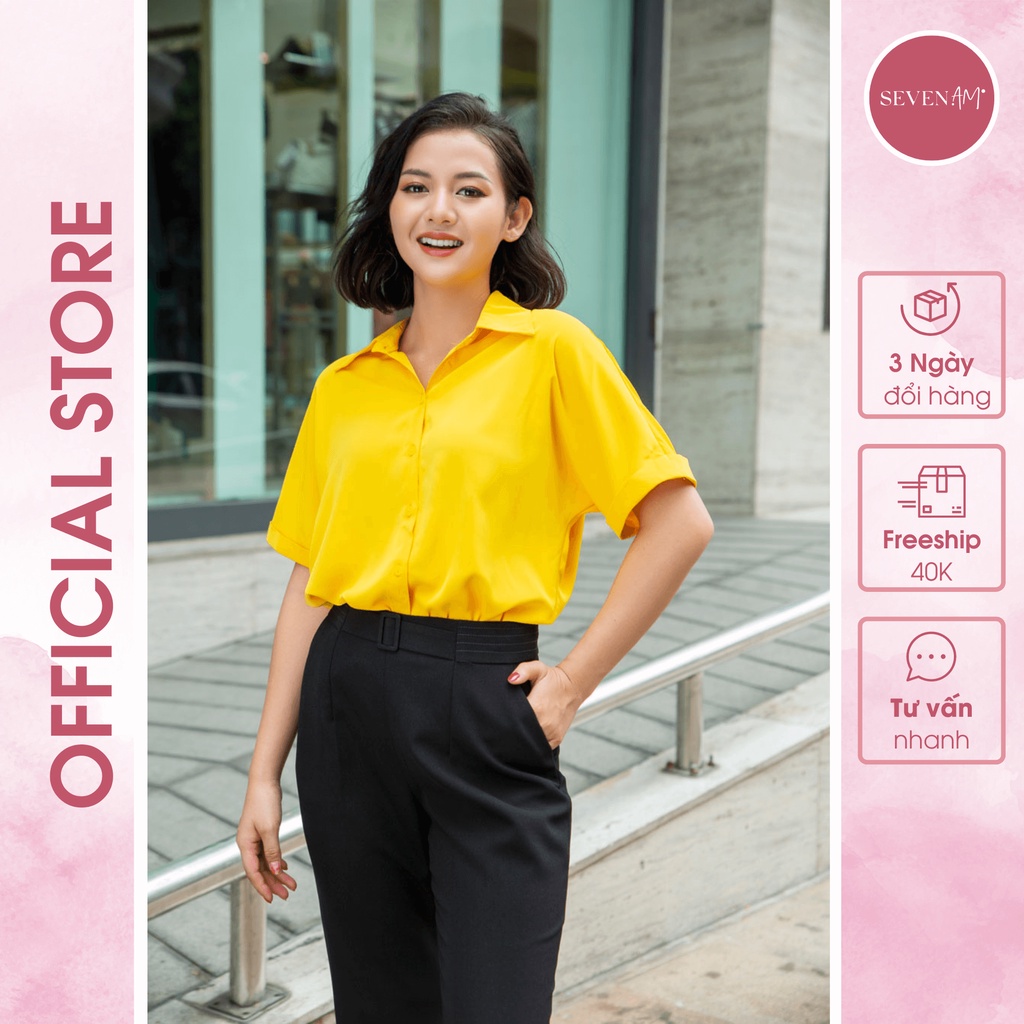 Áo Sơ Mi Tay Cánh Dơi Cộc Vàng Cổ Đức Seven.am Fh103069