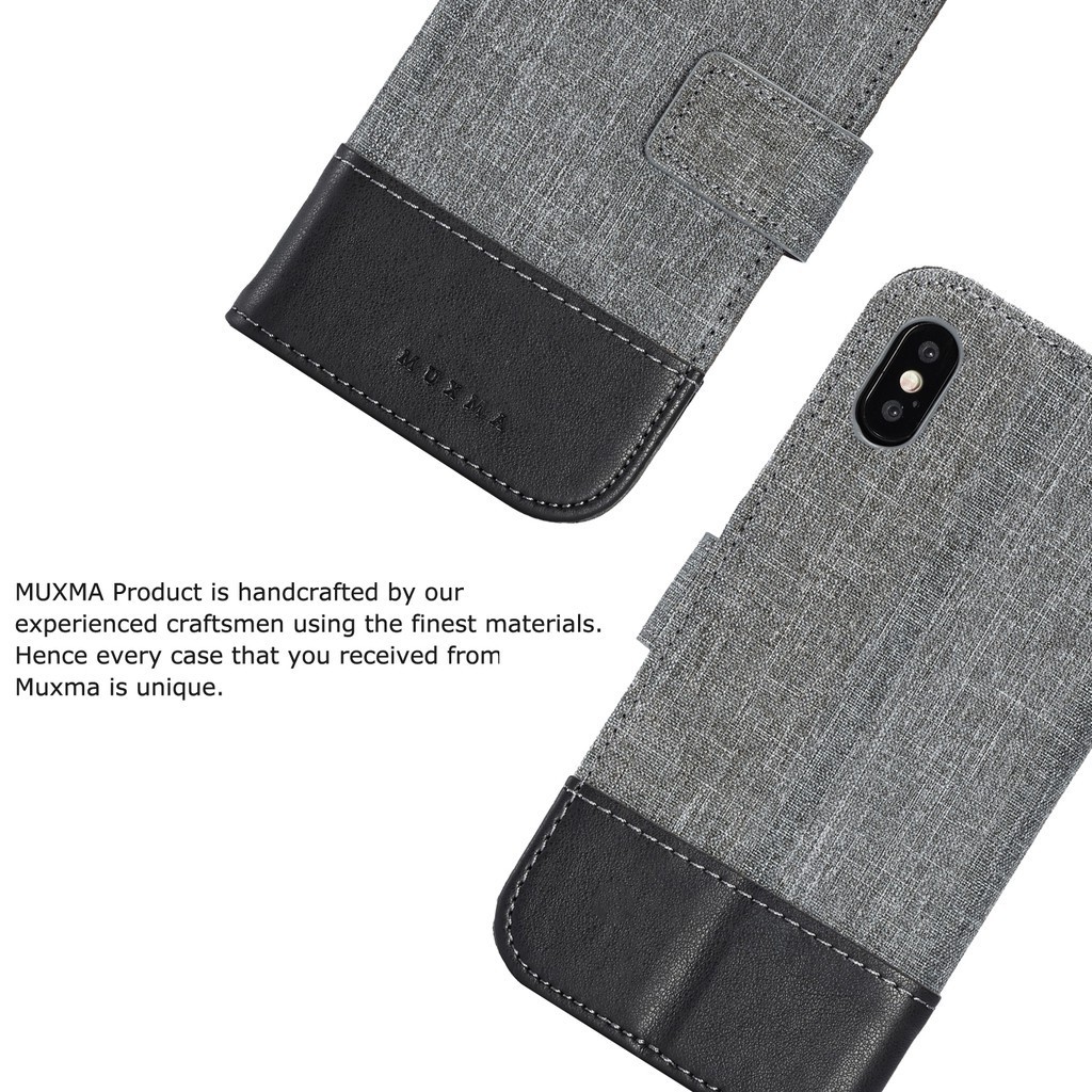 [iPhone] Bao da nắp gập có giá đứng chất liệu canvas cho IPhone X XS Max XR | BigBuy360 - bigbuy360.vn