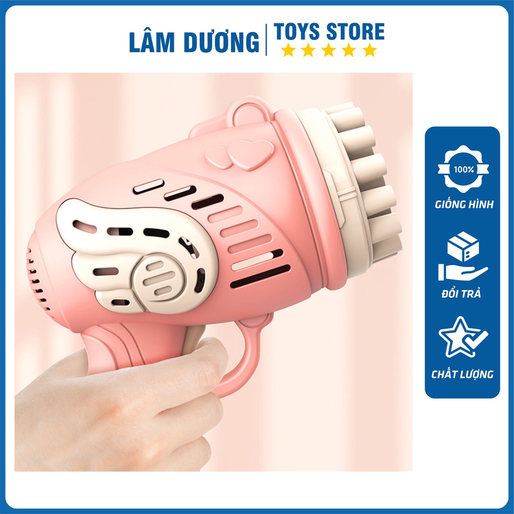 Súng bắn bong bóng 23 nòng chạy bằng pin siêu mạnh kèm dung dịch bong bóng nhiều màu an toàn cho bé