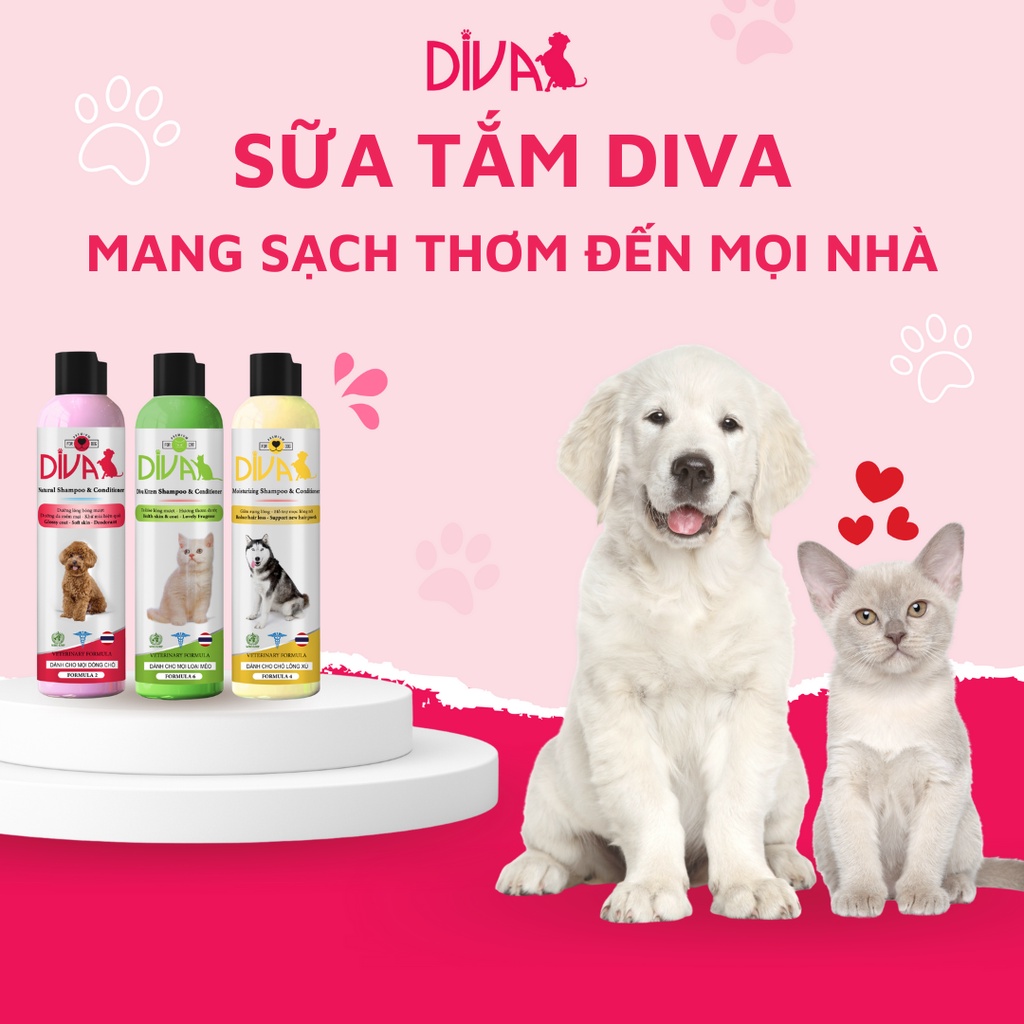 sữa tắm DIVA vàng 260ml - hỗ trợ mọc lông dành cho chó