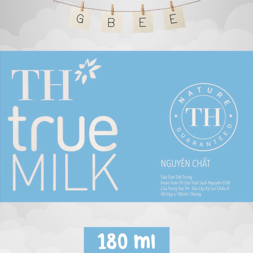Thùng 48 hộp sữa tươi TH TrueMilk 180ml ( Có đường, Ít đường, Không đường, Sô-cô-la, Dâu)