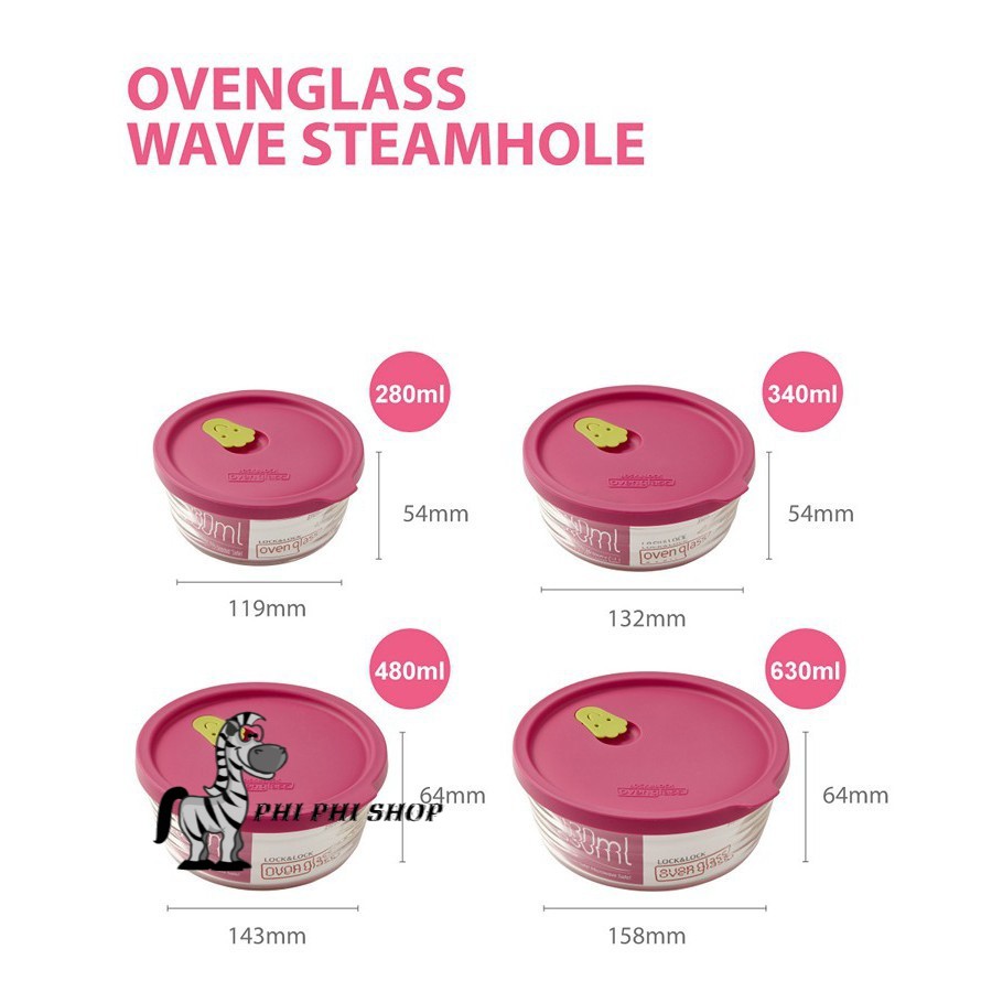 Hộp thủy tinh chịu nhiệt nắp silicone Lock&amp;Lock OvenGlass Wave Steam Hole