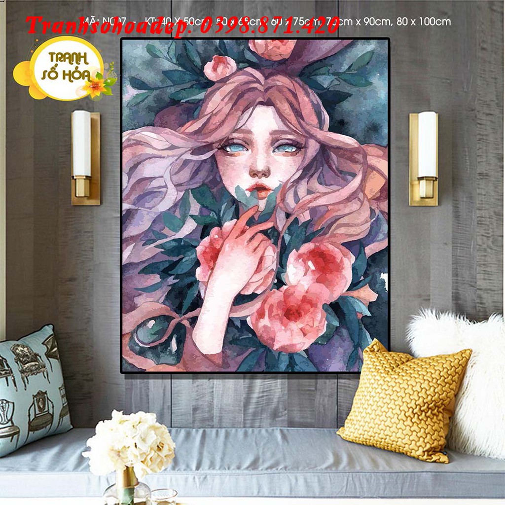 Tranh Sơn Dầu Số Hóa Cô Gái T Art Tự Tô Màu Theo Số Hàng Có Sẵn | BigBuy360 - bigbuy360.vn