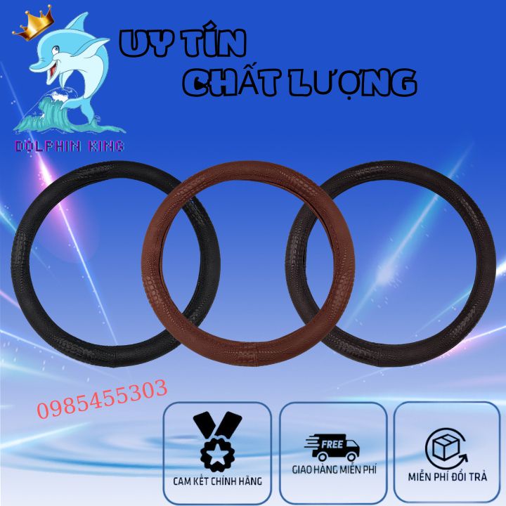 Bọc vô lăng da - bọc vô lăng ô tô giả da cá sấu - ba màu đen, nâu, da bò