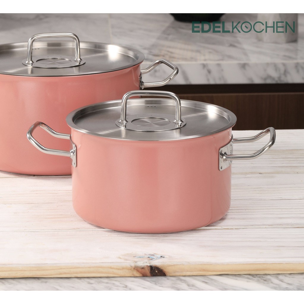 [Chính hãng Edelkochen] Nồi Edelkochen Solid Hồng 3 lớp đúc inox 304 size 20cm và 24cm - Bảo hành 2 năm