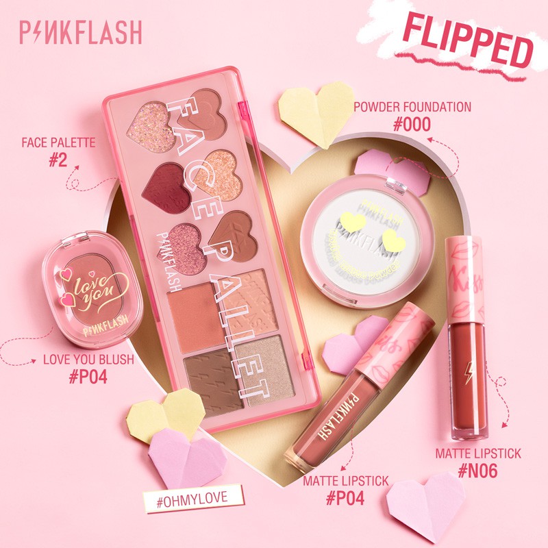 Bộ trang điểm PINKFLASH phiên bản đặc biệt với phấn mắt son lì mềm môi phấn má hồng phấn nền kiểm soát dầu