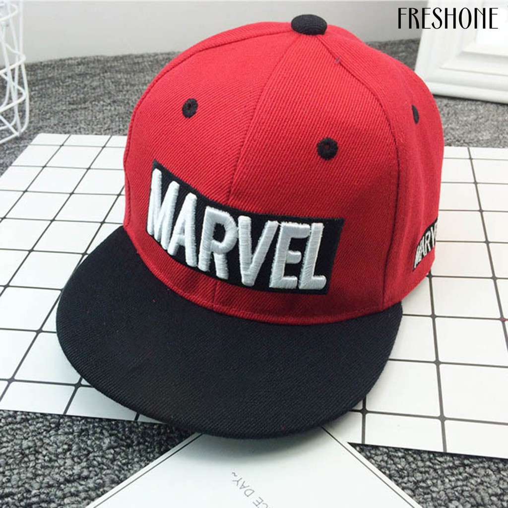 MARVEL Nón Snapback Hoạ Tiết Thêu Phong Cách Hip-Hop Cho Bé