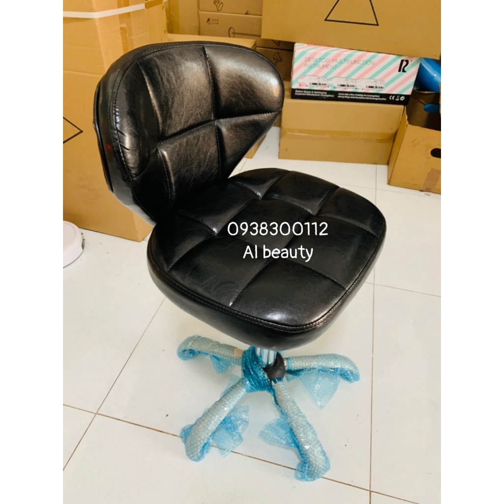 Ghế xoay tựa lưng chân nhện bánh nhựa tốt hàng cao cấp sẵn 2 màu đen, trắng.