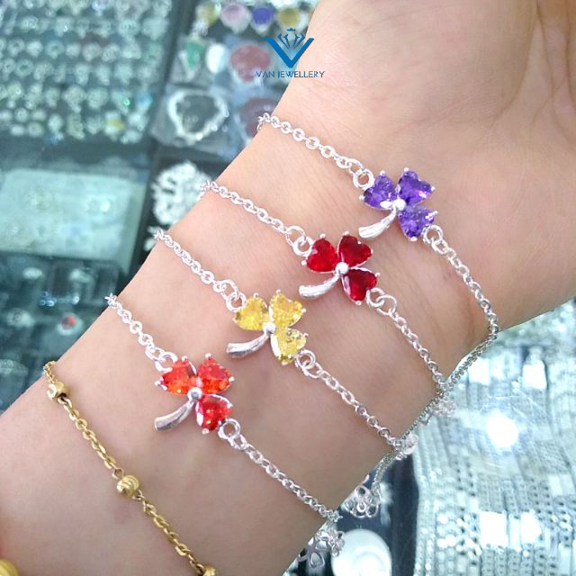Lắc tay nữ cỏ ba lá bạc ta_ Van jw