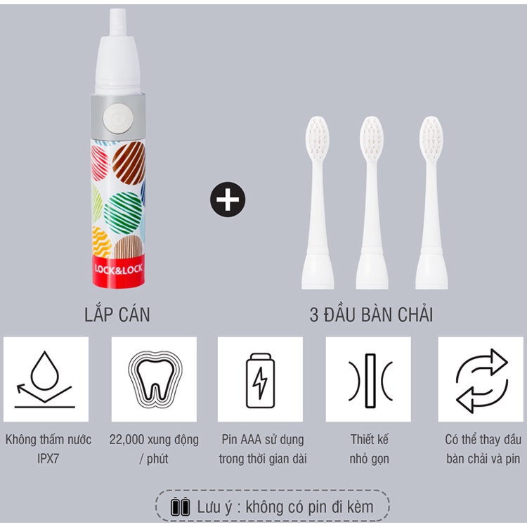 Bàn Chải Đánh Răng Điện Lock&amp;Lock Portable Electric Toothbrush ENR236 (162 x 20 x 20 mm) - Hàng Chính Hãng