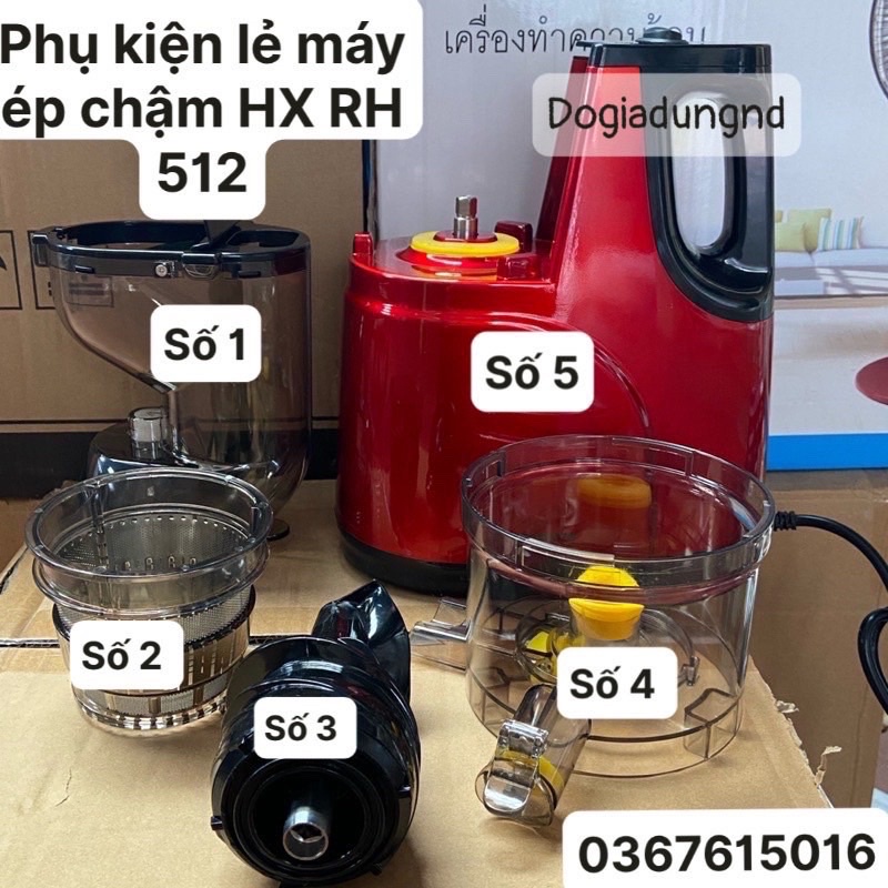 Phụ kiện máy ép chậm hongxin HX RH512: củ xoắn, ca 2 vòi, khay nạp, lưới  lọc