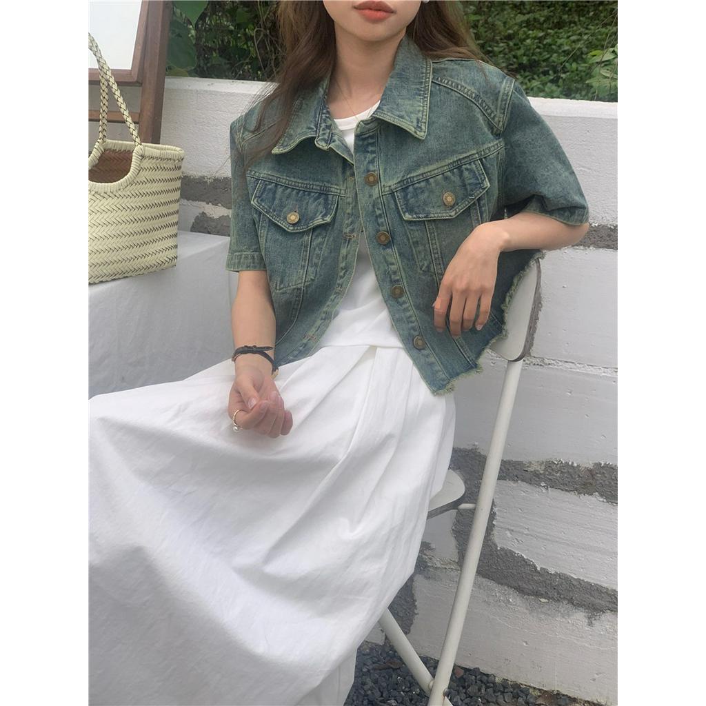 Áo Khoác Denim Dáng Ngắn Phong Cách Hàn Quốc Cổ Điển 63635