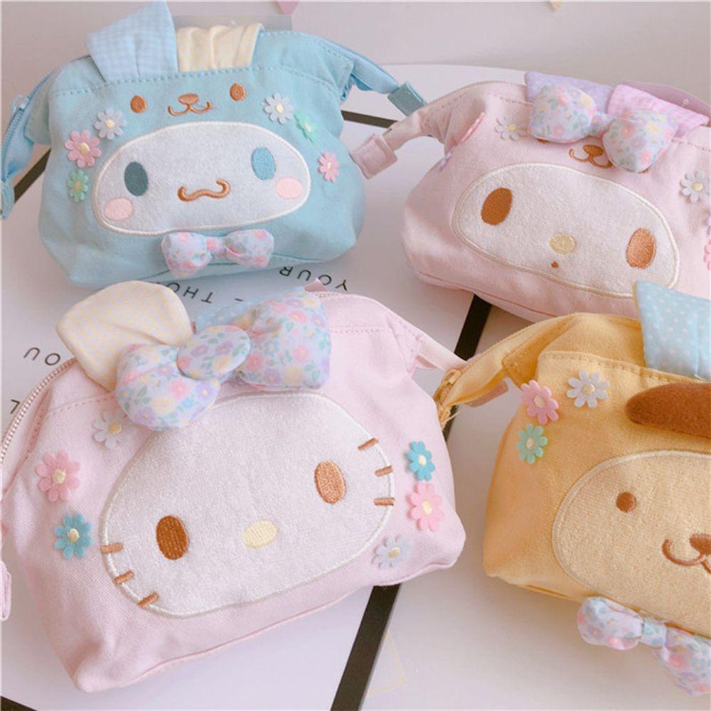 Túi Đựng Mỹ Phẩm Họa Tiết Mèo Kitty / Melody / Melody Cỡ Lớn Phối Khóa Kéo Phong Cách Hàn Quốc Dễ Thương