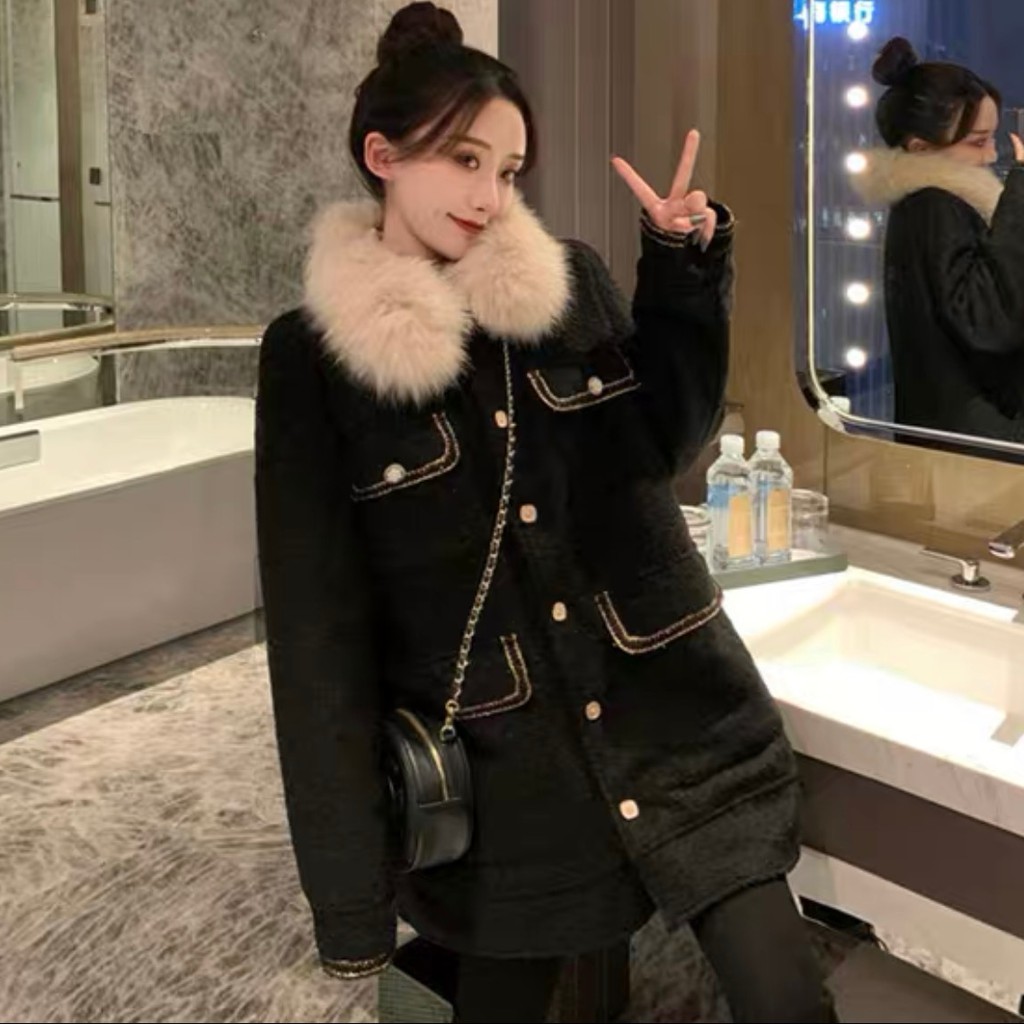 Áo Khoác Dạ Cổ Lông Viền Nhũ | BigBuy360 - bigbuy360.vn