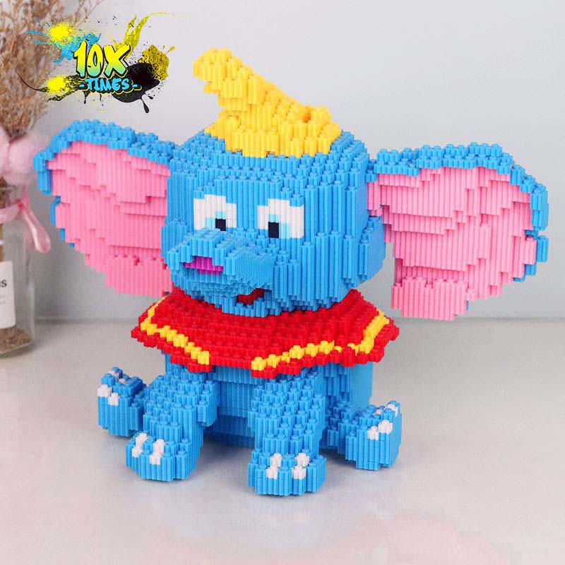 (34cm) lego 3d voi xanh dễ thương quà tặng sinh nhật trẻ em, quà tặng bạn trai bạn gái 10xtimes, đồ decor
