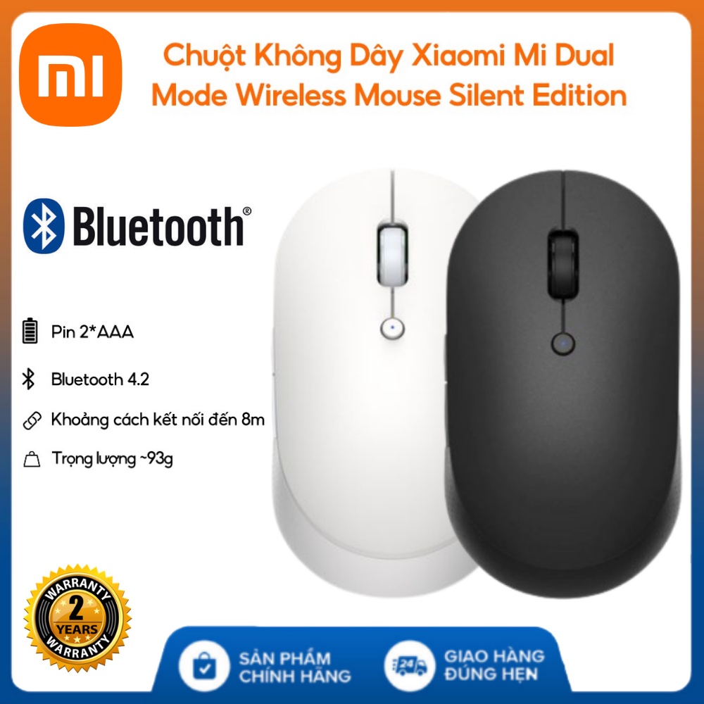 Chuột Bluetooth Xiaomi Mi Dual Mode Wireless Mouse Silent Edition - 2 chế độ kết nối, giảm tiếng ồn tối đa, BH 2 năm