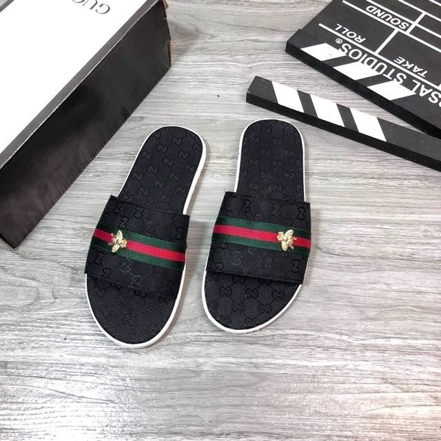 Dép lê da nam đen ong nhỏ